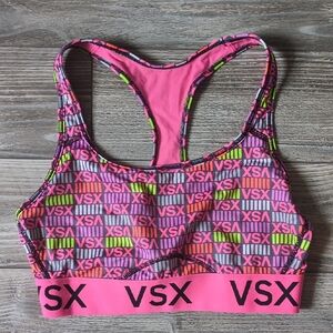 VSX Pink Logo Multicolor Racerback Sports Bra M